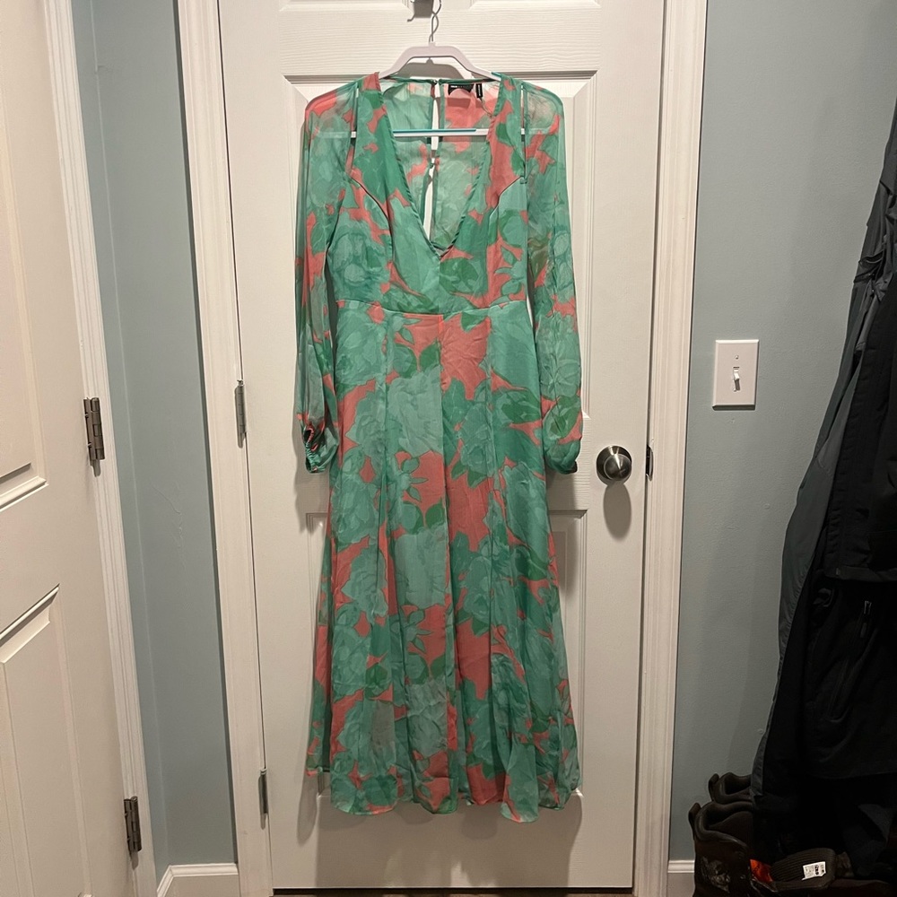ASOS - Long Sleeve Floral Backless Dress - Size 10